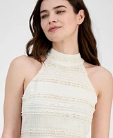 Anne Klein Women's Lace Knit Mock Neck Halter Dress