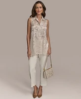 Donna Karan New York Women's Sleeveless Button-Front Tunic Top
