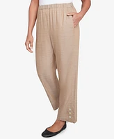 Alfred Dunner Women's Summer Solstice Relaxed Button Detail Ankle Pants