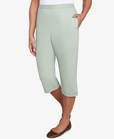 Alfred Dunner Women's Santa Fe Relaxed Crochet Hem Capri Pants