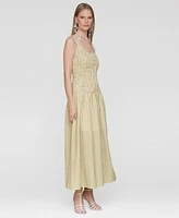 Avec Les Filles Women's Drop-Waist Smocked-Bodice Tank Midi Dress