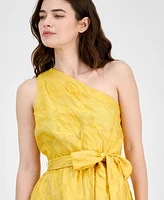 Anne Klein Women's Jacquard One-Shoulder Belted Dress