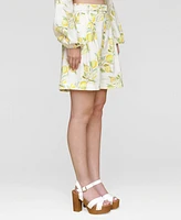Avec Les Filles Women's Printed Pleat-Front Belted Shorts