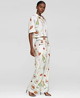 Avec Les Filles Women's Printed High-Rise Wide-Leg Pants
