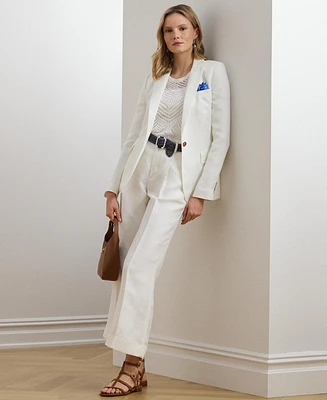 Lauren Ralph Women's Pleated Linen-Blend Twill Wide-Leg Pants