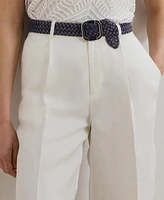 Lauren Ralph Women's Pleated Linen-Blend Twill Wide-Leg Pants