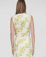 Avec Les Filles Women's Sleeveless Button-Front Top