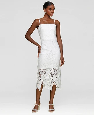 Avec Les Filles Women's Embroidered Sleeveless Midi Dress