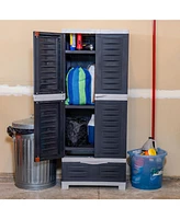 Lockable Storage Cabinet - Indoor or Outdoor Utility Storage Cabinet with 3 Adjustable Shelves - 57.5" H - Garage, Office, Home, Laundry Room