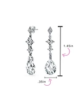Bling Jewelry Briolette Faceted Teardrop Pear Shape Cubic Zirconia Cz Chandelier Earrings Sterling Silver