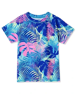 Lands' End Girls Slim Short Sleeve Crew Neck Swim Rash Guard