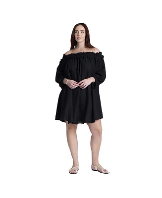 Eloquii Plus Ruffle Neckline Mini Dress