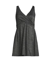 Lands' End Plus Slender Suit Shine Wrap Swim Dress Swimsuit