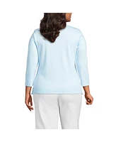 Lands' End Plus Supima Cotton 3/4 Sleeve Polo Shirt