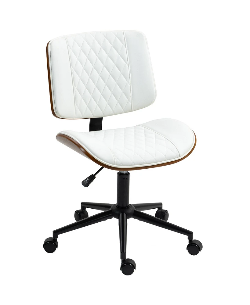 Homcom Home Office Chair No Arms with Wheels, 360 Swivel Desk Chair,