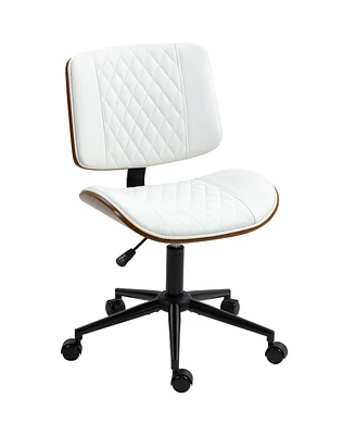 Homcom Home Office Chair No Arms with Wheels, 360 Swivel Desk Chair,