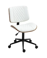 Homcom Home Office Chair No Arms with Wheels, 360 Swivel Desk Chair,