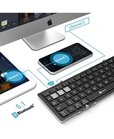 Foldable Bluetooth Keyboard, BK03 Folding Travel Keyboard, Metal Build, Usb-c Charge, Portable Keyboard with Stand Holder for Laptop