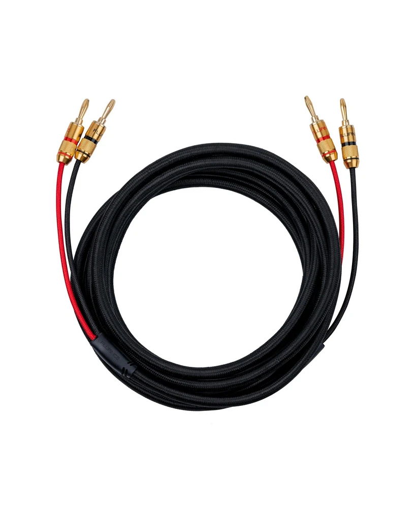Fluance High-Fidelity 12 Gauge Speaker Wire with Dual Gold-Plated Banana Plugs, 12 Feet Oxygen-Free Pure Copper (Ofc) Cable, Nylon Braided Jacket (SW5