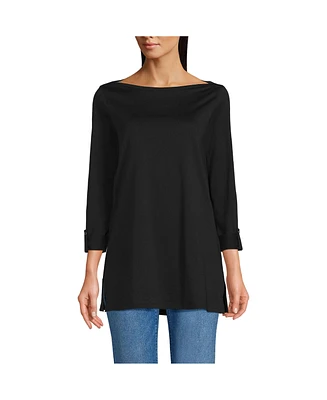 Lands' End Petite Supima Cotton Adjustable 3/4 Sleeve Boatneck Tunic