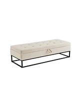 Upholstered Storage Bench with Metal Base Tufted Velvet Ottoman for Bedroom Living Room or Entryway Ideal Small Spaces Assembly Required-The Pop H