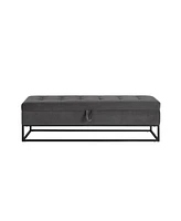 Upholstered Storage Bench with Metal Base Tufted Velvet Ottoman for Bedroom Living Room or Entryway Ideal Small Spaces Assembly Required-The Pop H