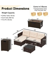 Gymax 4 Pcs Outdoor Furniture Set w/ 32'' Fire Pit Table & Propane Tank Cover
