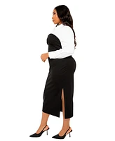 Buxom Couture Plus Size Contrast Shirt Dress