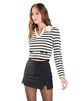 endless rose Women's Striped Knit collared Sweater