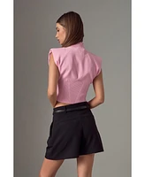 endless rose Women's Mock Neck Padded Knit Top