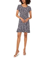 Msk Women's Vine-Print Short-Sleeve Shift Dress