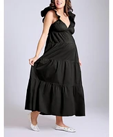 Motherhood Maternity Ruffle Sleeve Tie-Back Maxi Dress