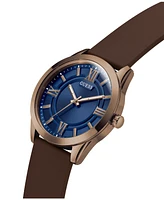 Guess Men's Analog Brown Silicone Strap Watch, 44mm
