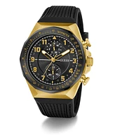 Guess Men's Multi-Function Black Silicone Strap Watch, 46mm