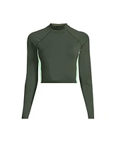 Lands' End Plus Long Sleeve Cropped Upf 50 Rash Guard