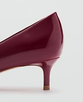 Mango Women's Patent Leather Effect Kitten Heel Shoes