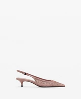 Mango Women's Mesh Decorative Ball Heel Shoes