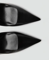 Mango Women's Pointed Toe Leather Heeled Shoes