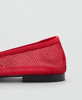 Mango Women's Mesh Bow Ballerina Shoes