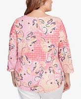 Ruby Rd. Plus Mixed Pattern Sublimation Knit Crew Neck Top