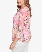 Ruby Rd. Plus Mixed Pattern Sublimation Knit Crew Neck Top