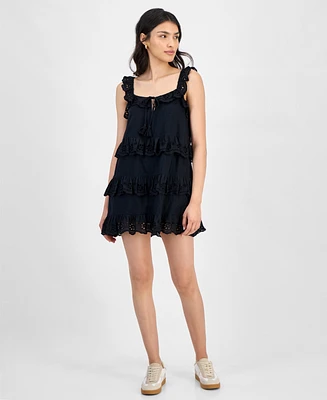 And Now This Women's Eyelet Cotton Tiered Mini Dress, Exclusively at Macy's