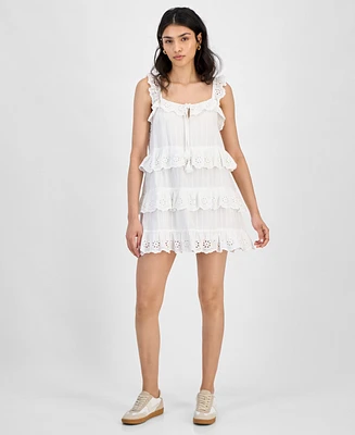And Now This Women's Eyelet Cotton Tiered Mini Dress, Exclusively at Macy's