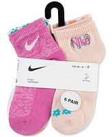 Nike Little Girls Wild Flower Ankle Socks, 6 Pack