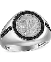 Bulova Men's God of Time Sterling Silver Black Diamond (1/10 ct. t.w.) Ring