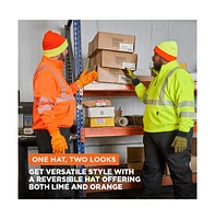 RefrigiWear Men's HiVis Reversible Knit Cap - High Visibility Safety Beanie with Dual-Side Warmth
