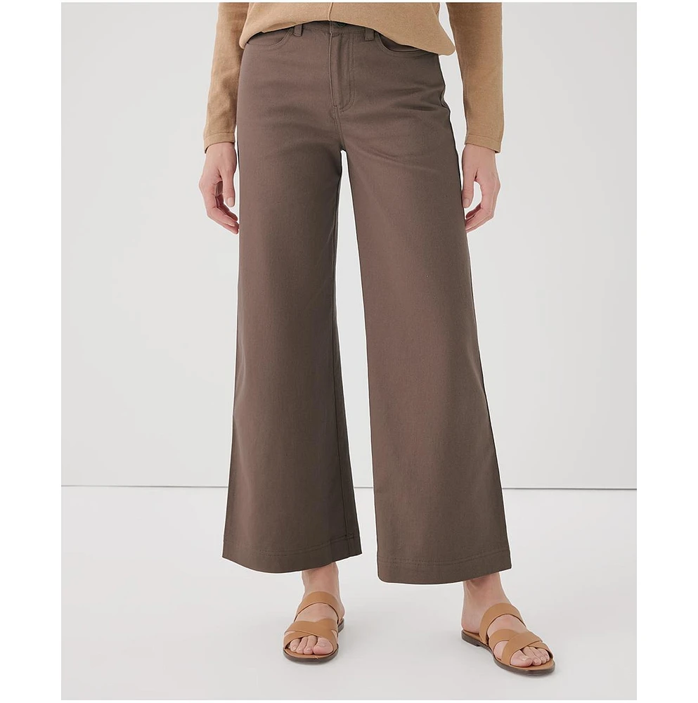 Pact Women's Organic Cotton Stretch Twill Denim Wide Leg Pant