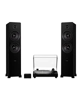 Fluance RT85N Reference High Fidelity Vinyl Turntable (Piano Black), PA10 Phono Preamp and Ai81 Powered Floorstanding Speakers (Black Ash), Nagaoka Mp