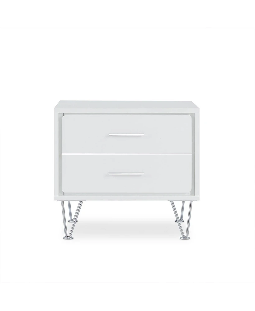 Metal Nightstand with Two Drawers – Stylish and Functional
