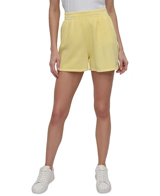 Dkny Sport Women's Embroidered Logo Smocked 4" Shorts